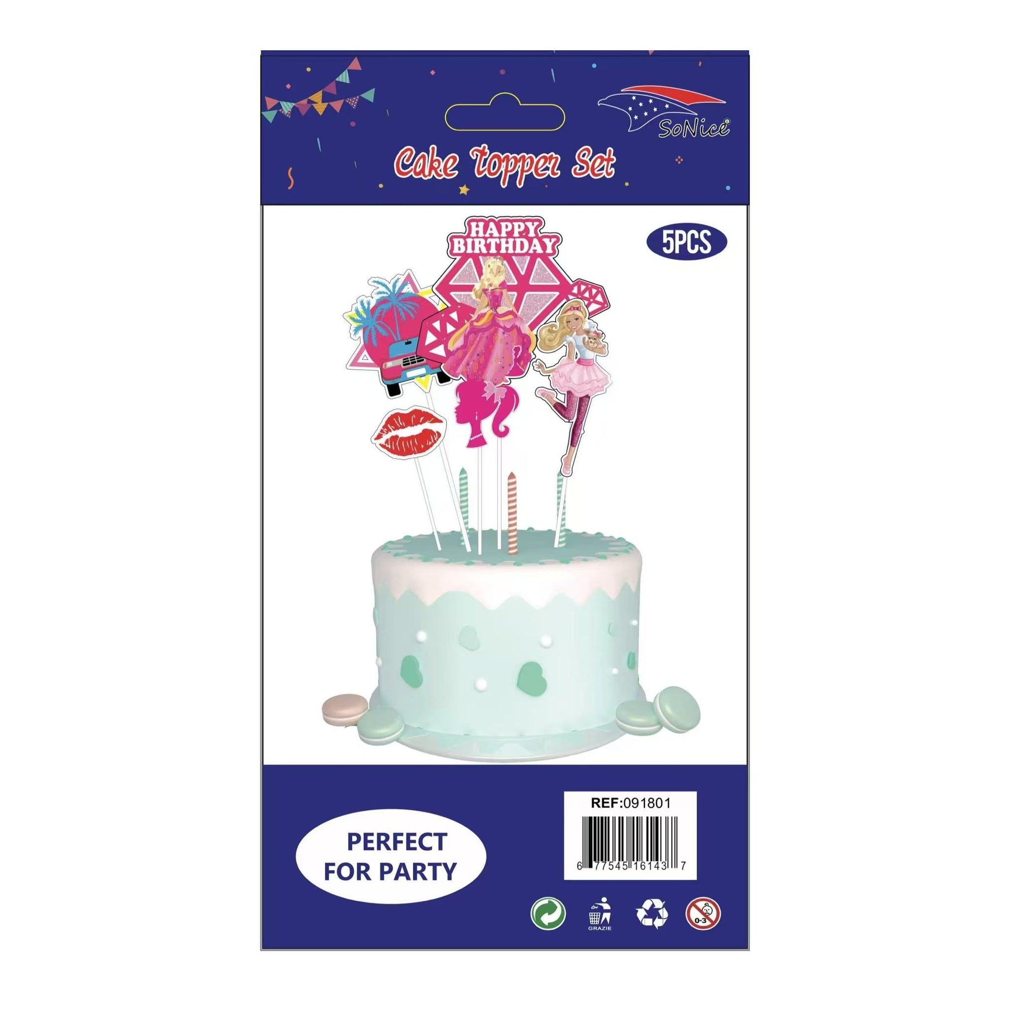5Pcs Cake Topper Pretty Girl 120Pk/Cs